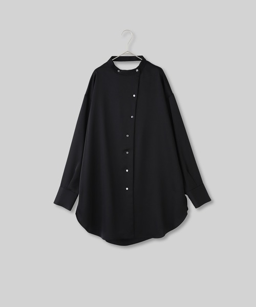 ブラウス シャツ バックドレープロングシャツ レディース