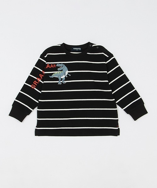 tシャツ Tシャツ 恐竜ボーダー長袖Tシャツ キッズ : 76326827  