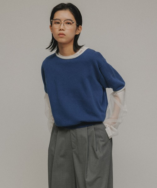 M TO R（ムウトアール） 「TOPS」MESH RAGLAN LINE PULLOVER