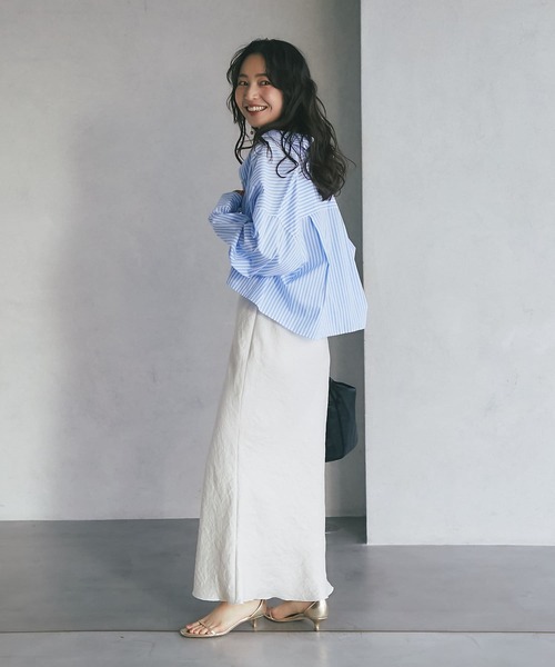 【新品タグ付き】La boutique BonBon ストライプクロップドシャツ La boutique Bonbon ブラウス シャツ ストライプクロップド