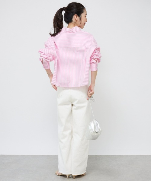 【新品タグ付き】La boutique BonBon ストライプクロップドシャツ La boutique Bonbon ブラウス シャツ ストライプクロップド