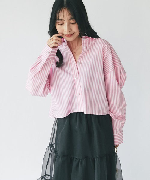 La boutique Bonbon ブラウス シャツ ストライプクロップド