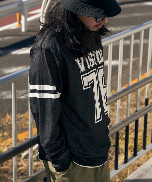 ArguE CulturEジャージＴシャツメッシュ切替ロングＴストリート 2024SS] [UNISEX]メッシュスポーツプリントストライプジャージ