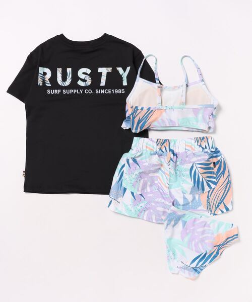 uvカット 水着 「RUSTY/ラスティー」キッズタンキニ水着4点セット キッズ 子供 女の子の画像
