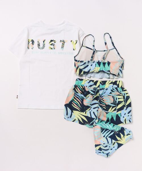 uvカット 水着 「RUSTY/ラスティー」キッズタンキニ水着4点セット キッズ 子供 女の子の画像
