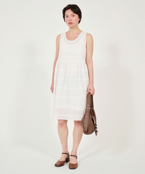 TINA：JOJUN ノースリーブ アイレットレース ワンピース キャミソール付 TINA：JOJUN ワンピース ノースリーブ アイレットレース