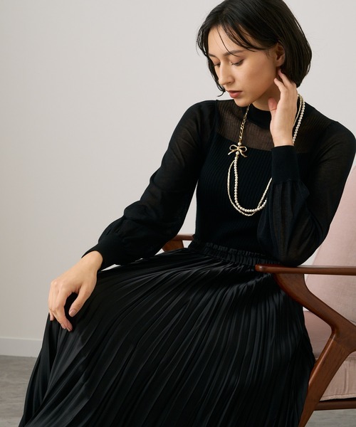 美品ANAYIアナイ 清楚ドッキングワンピースブラック系36