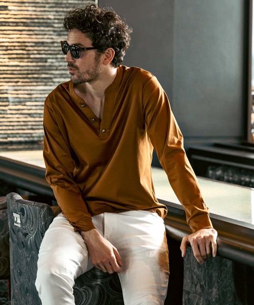 【定番人気】1PIU1UGUALE3 RELAX ヘンリーネックロングTシャツ 1PIU1UGUALE3 RELAX tシャツ RELAX(ウノピゥウノウグァーレトレ
