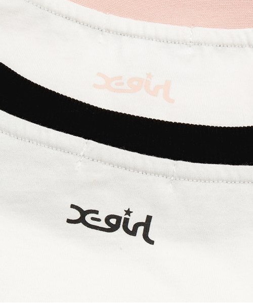 X-girl Stages tシャツ ラインストーンロゴラグラン長袖Tシャツ