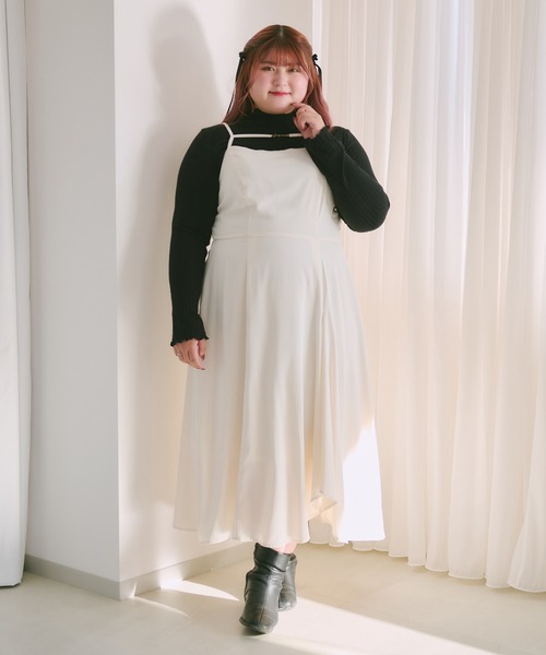 新品☆ ルオシー Louiosy チャーム付き　イレヘムキャミワンピース4L 黒 Louiosy ワンピース 「大きいサイズ」チャーム付きイレヘム