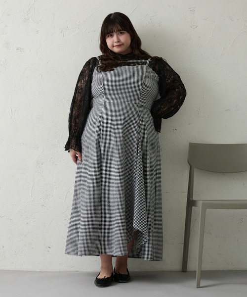 新品☆ ルオシー Louiosy チャーム付き　イレヘムキャミワンピース4L 黒 新品☆ ルオシー Louiosy チャーム付き イレヘムキャミ