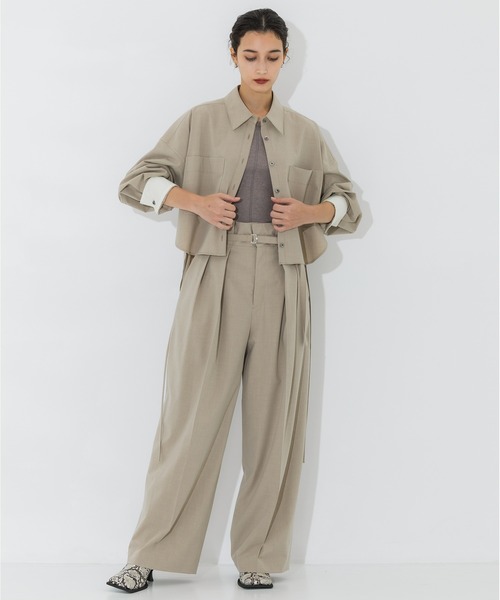 ブラウス シャツ 「STUDIOUS/ステュディオス」オーバーサイズシャツ/クロップド丈/ヒップカバー/体型カバー/ウォッシャブル レディース STUDIOUS/ステュディオス】オーバーサイズシャツ/クロップド丈