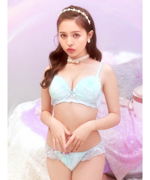 ブラジャー ショーツセット フラッフィー パステル レース 育乳 脇高