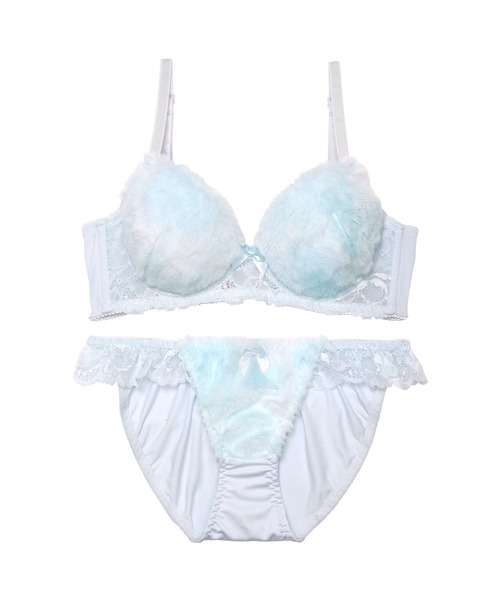ブラジャー ショーツセット フラッフィー パステル レース 育乳 脇高
