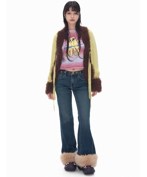 ★YOUTHBATH★Fluffy washed jacket_denim★正規品/韓国直送料込 youthbath ジーンズ デニム デニムパンツ 「YOUTHBATH」Fur hem