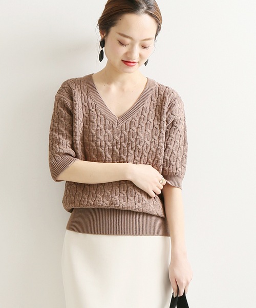 「VERMEIL par iena」 Vネックニット FREE ウッド レディース