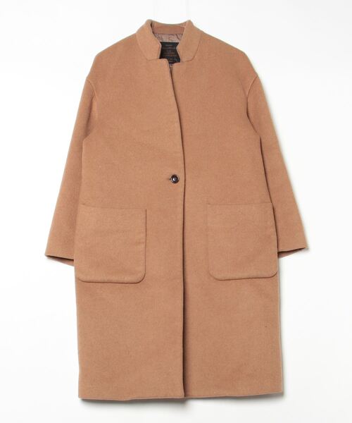 b1724＊ マリンフランセーズ ノーカラー ウールブレンド コート LA MARINE FRANCAISE（マリンフランセーズ） コート - ブラウン