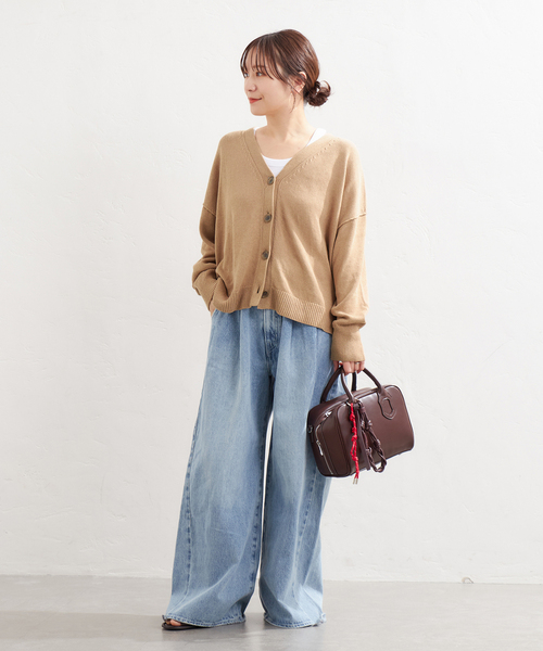 【23SS】JOURNAL STANDARD ペーパーヤーンVネックカーディガン JOURNAL STANDARD カーディガン ペーパーヤーンルーズ