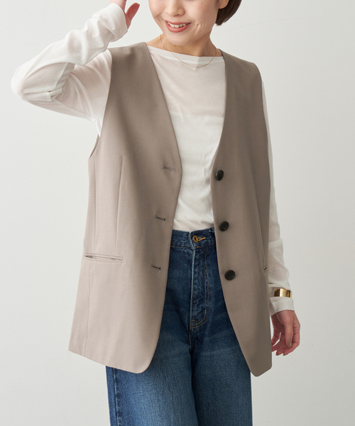 ベスト ジレ ウーステッドジレ レディース