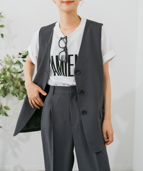 スピック&スパン ジレ Spick＆Span ベスト ジレ メランジダブルブレストジレ