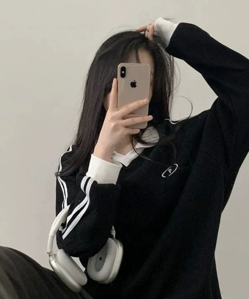 LETee ワッフル袖ラインスキッパートップス レディース : ZOZOTOWN