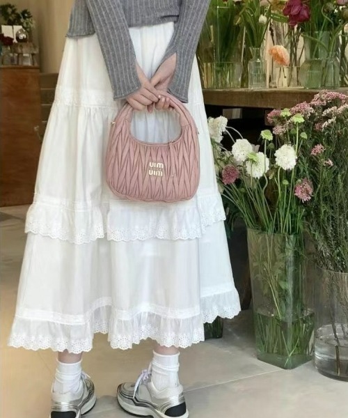 gossip!ロサンゼルス ロング スカート ヴィンテージ風 レースフリル
