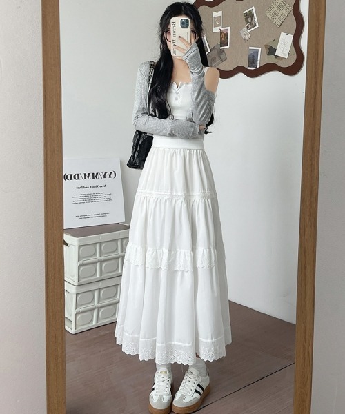 gossip!ロサンゼルス スカート ヴィンテージ風 レースフリルティアード