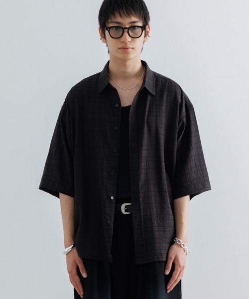 【shorさま専用】【新品・未使用】ハーフスリーブトップ 0624【ブラック】 SINSS シャツ Check sheer HS shirt / チェックシアーハーフ