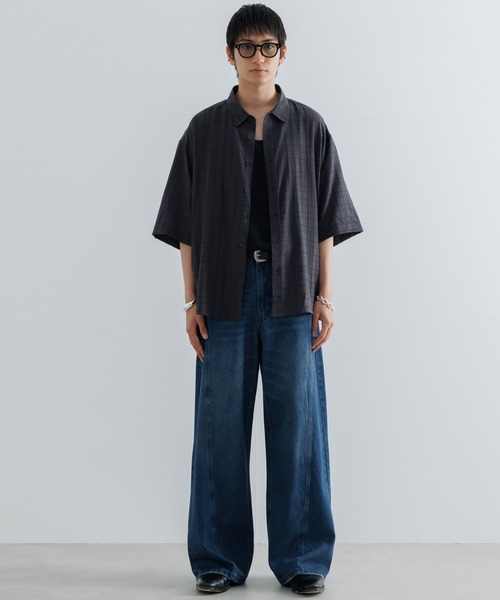 ヴィンテージライクシアーハーフスリーブシャツ SINSS（シンス）の「Check sheer HS shirt / チェックシアー
