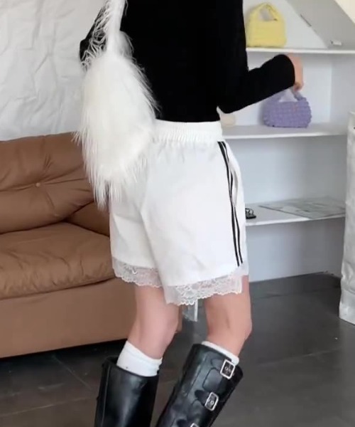 lilful パンツ サイドライン レース スポーティーショート
