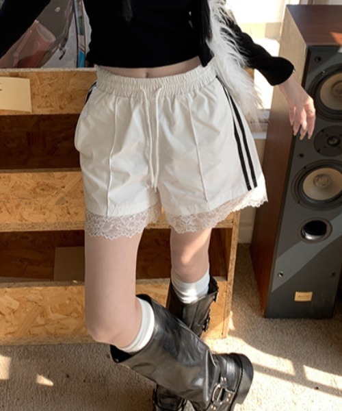 lilful パンツ サイドライン レース スポーティーショート