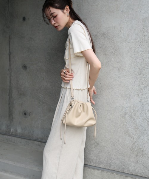 黒 巾着型バッグ heavy weight mini bag 巾着バッグ / きんちゃくバッグ / ドローストリングスバッグ