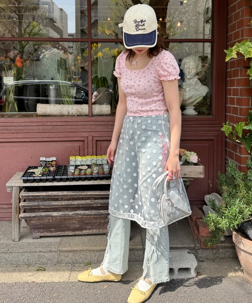 SOLLON.（ソルロン） tシャツ 半袖 小花柄パフスリーブTOPS レディース