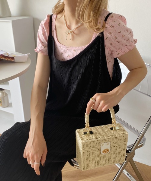 SOLLON.（ソルロン） tシャツ 半袖 小花柄パフスリーブTOPS レディース