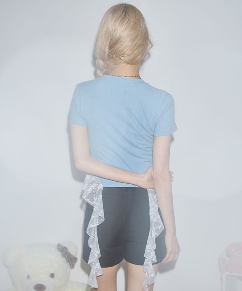 MSGirl tシャツ グラフィックプリント クロップド丈リブTシャツ