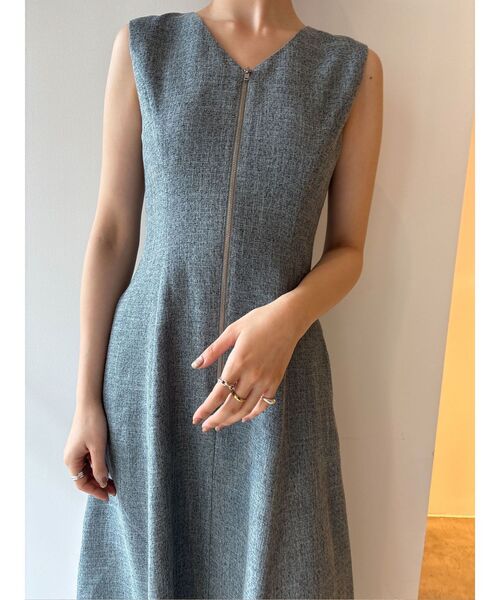 極美品♡フォクシー♡ラプロムナード　ワンピース LAGUNAMOON ワンピース フロントZIPミックスカラーワンピース
