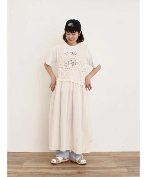 新品タグ付き/SamansaMos2/かぎ針編み風ビスチェワンピース/Sサイズ サマンサ モスモス Samansa Mos2 【S/Mサイズ】かぎ針編み風