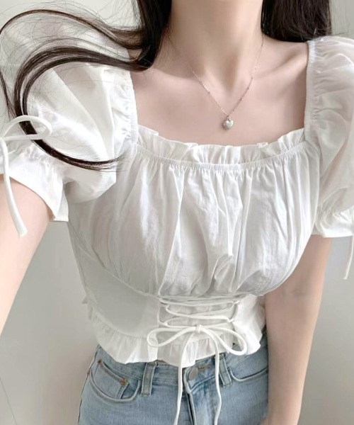 「Riff」 半袖ブラウス FREE サックスブルー レディース_画像3