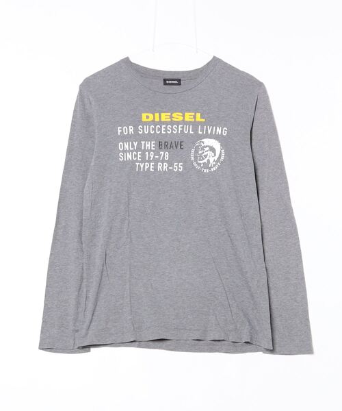 DIESEL グレー 長袖カットソー DIESEL 長袖カットソー グレー/レッド DIESEL 長袖カットソー グレー