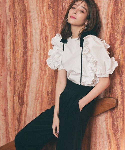 「DONOBAN」 半袖ブラウス F ホワイト レディース_画像3