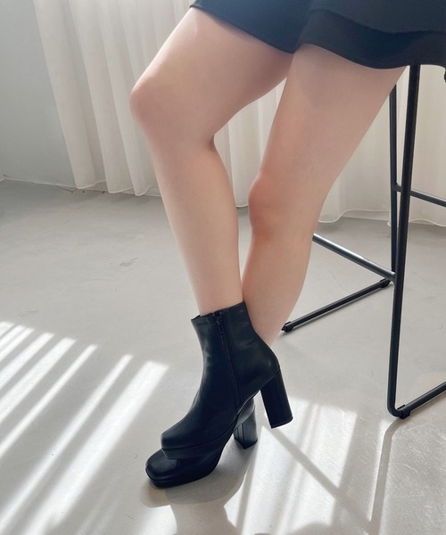 【✩】ファッショナブルで多彩な浅いハイヒール ORiental TRaffic（オリエンタルトラフィック） ブーツ 「 厚底