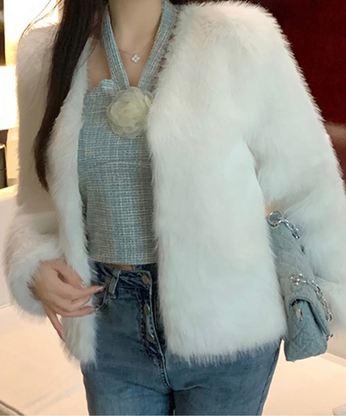 コート アウター エコファーショートコート レディース : ZOZOTOWN