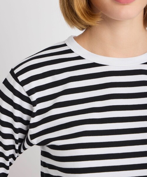 agnes b.（アニエスベー） tシャツ 細ボーダー コットン 七分袖 T