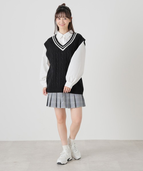 「Honeys」 ニットベスト L ネイビー レディース_画像7