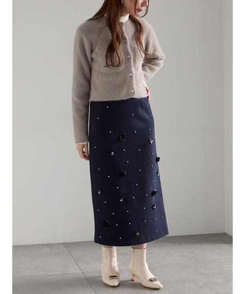 美品2025カーテル　バランス156cm セット品 Te chichi（テチチ） スカート ビジューデザインナロースカート