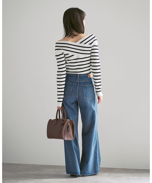 NOBLE（ノーブル） ニット セーター クロスリブオフショルダーニット