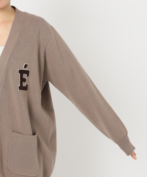 スローブイエナ　サガラ刺繍スウェットライクニットカーディガン　ベージュ SLOBE IENA｜《一部WEB限定カラーあり》サガラ刺繍スウェットライク
