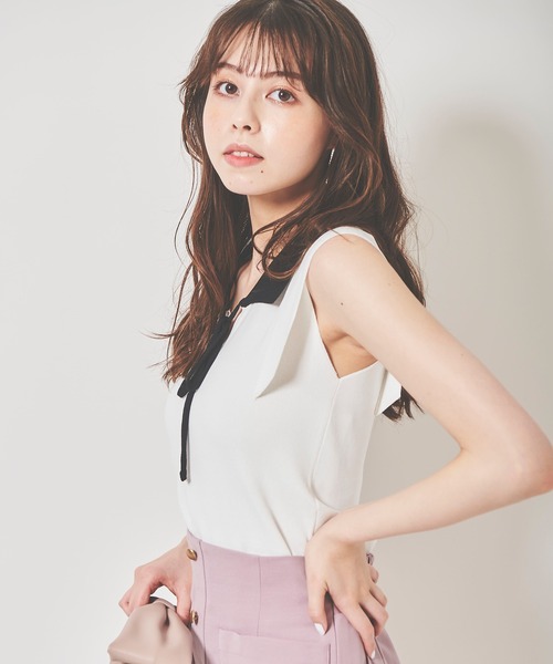 「31 Sons de mode」 ノースリーブニット 36 ホワイト レディース_画像3