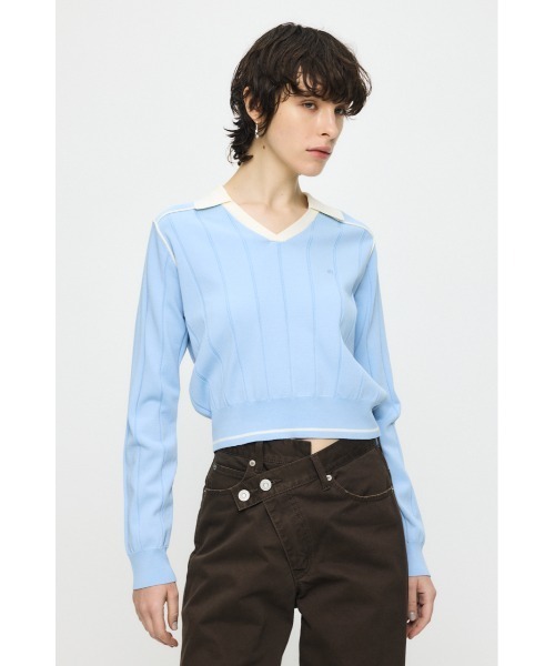 MOUSSY（マウジー） ポロシャツ ポロ BI COLOR KNIT ポロ レディース