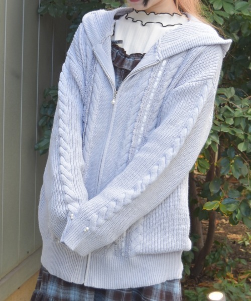 axes femme（アクシーズ ファム） カーディガン はしごレースニット